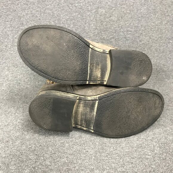 Steve Madden Monicaa Zip Up Studded Moto Mid Calf Taupe Leather Boots Womens 7.5 - Picture 7 of 8